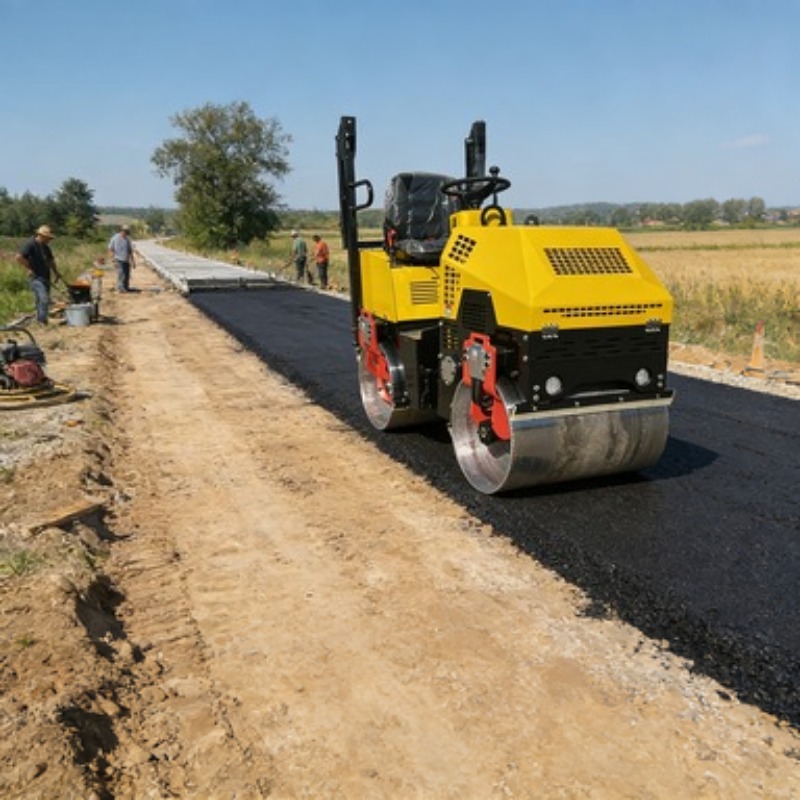 Heavy Equipment For Construction - Rolo Compactador Vibratório de Tambor Único